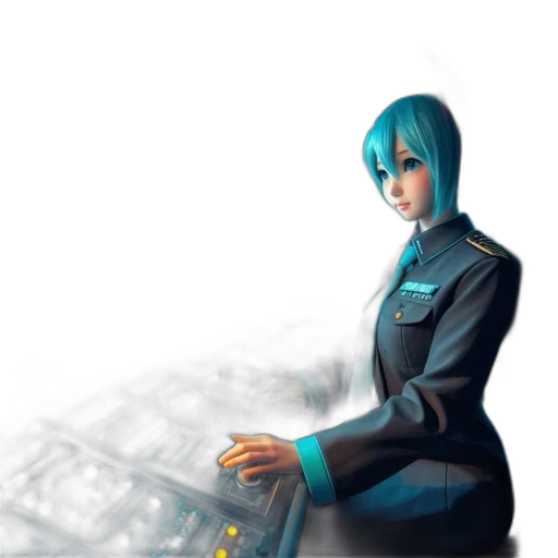robot, staff, jacket, weapon, concept art, cyberpunk, anime, fantasy art transparent PNG cut-out