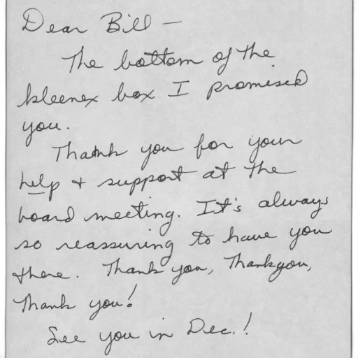 handwritten, note, bill, expressing, gratitude, help, support, during transparent PNG cut-out