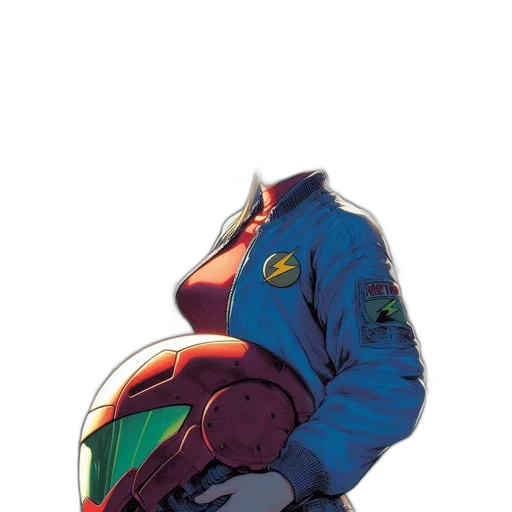 jacket, mask, robot, creature, concept art, comic book art, vaporwave, watercolor transparent PNG cut-out