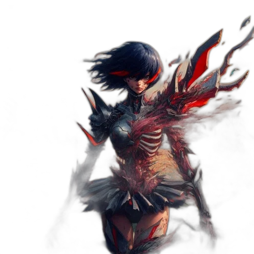 weapon, creature, concept art, fantasy art, comic book art, pixel art, red, dark transparent PNG cut-out