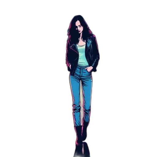 jacket, cartoon, concept art, pixel art, comic book art, neon, pastel, blue transparent PNG cut-out