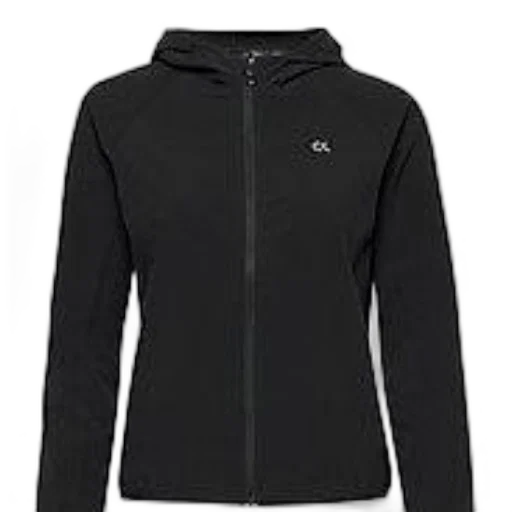 jacket, black, zip-up, hoodie, small, logo, left, chest transparent PNG cut-out