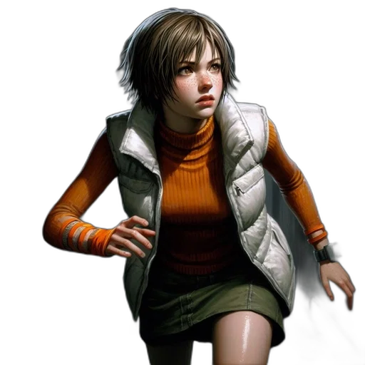 jacket, concept art, photorealistic, comic book art, fantasy art, young, female, character transparent PNG cut-out
