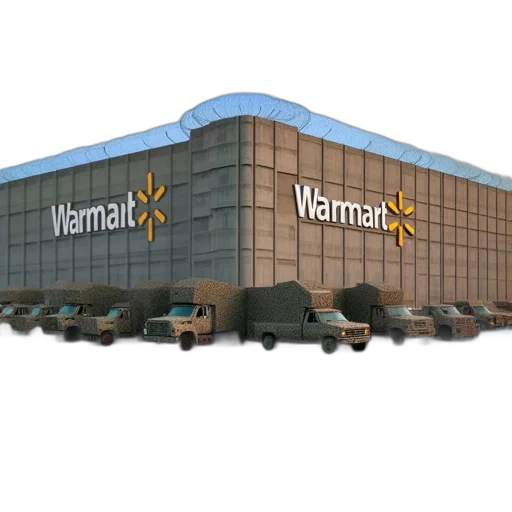 weapon, building, 3d render, concept art, photorealistic, walmart, military, vehicles transparent PNG cut-out