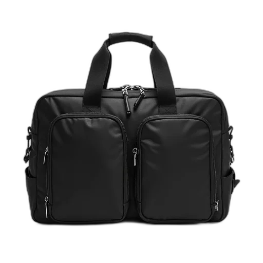 jacket, 3d render, black, nylon, travel, bag, multiple, compartments transparent PNG cut-out