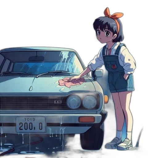car, weapon, dress, robot, anime, vaporwave, concept art, photorealistic transparent PNG cut-out