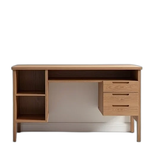furniture, 3d render, earth tones, modern, brown, oak, desk, smooth transparent PNG cut-out