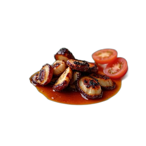 food, animal, photorealistic, 3d render, plate, grilled, octopus, dish transparent PNG cut-out