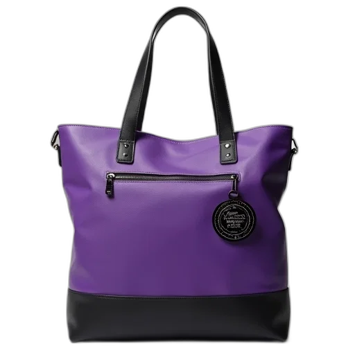 monochrome, dark, purple, tote, bag, silver, zipper, circular transparent PNG cut-out