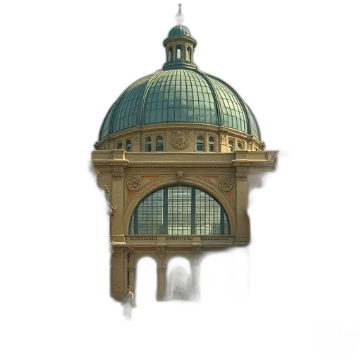 building, umbrella, hat, crown, 3d render, photorealistic, concept art, watercolor transparent PNG cut-out
