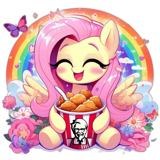 food, vaporwave, pixel art, cartoon, animated, pony, character, vivid transparent PNG cut-out