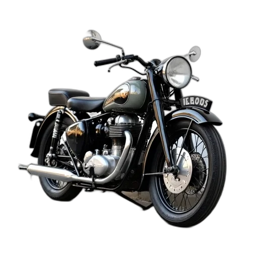 weapon, photorealistic, 3d render, concept art, vintage, motorcycle, black, leather transparent PNG cut-out