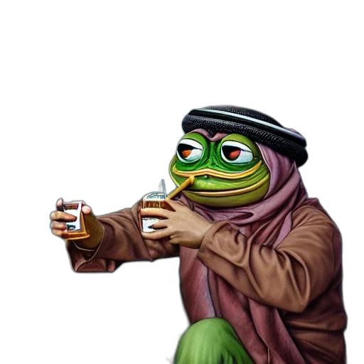portrait, pepe, frog, wearing transparent PNG cut-out
