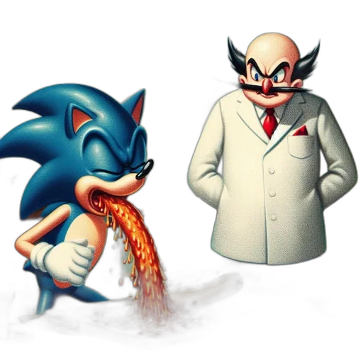 concept art, pixel art, comic book art, 3d render, blue, sonic, hedgehog, expels transparent PNG cut-out