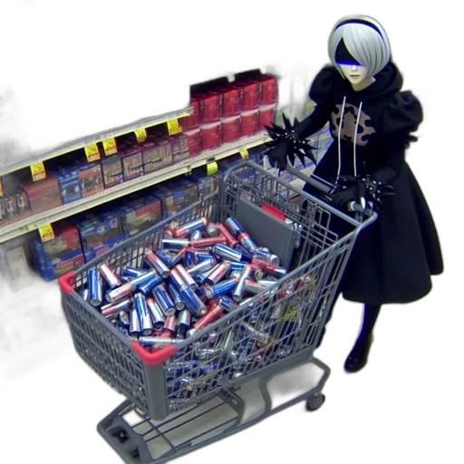weapon, food, robot, jacket, cyberpunk, concept art, shopper, wearing transparent PNG cut-out