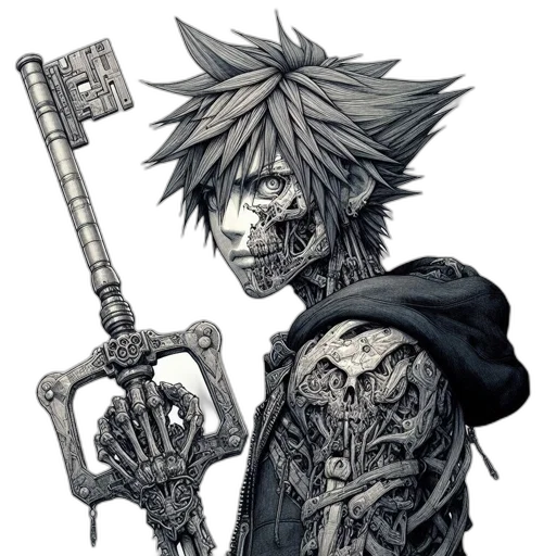 weapon, sword, staff, concept art, comic book art, fantasy art, cartoon, monochrome transparent PNG cut-out