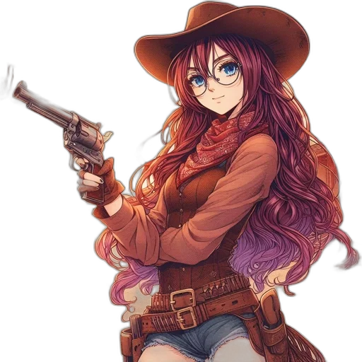 weapon, staff, hat, jacket, anime, pixel art, cartoon, fantasy art transparent PNG cut-out