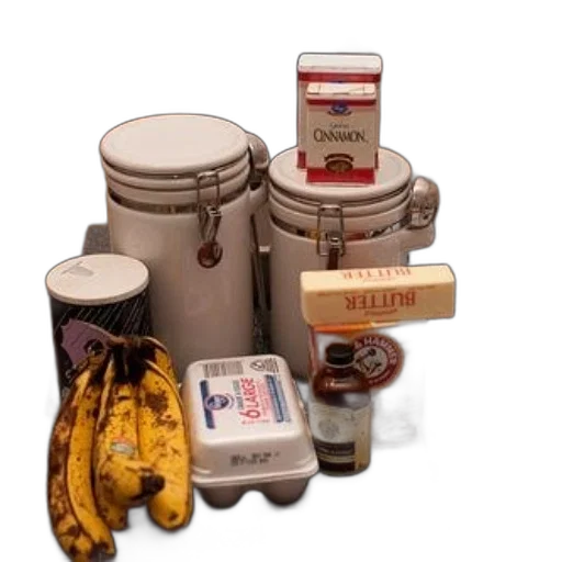 food, kitchen, counter, ingredients, baking, including, bananas, eggs transparent PNG cut-out