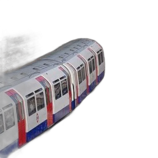 3d render, photorealistic, concept art, red, white, blue, train, tracks transparent PNG cut-out