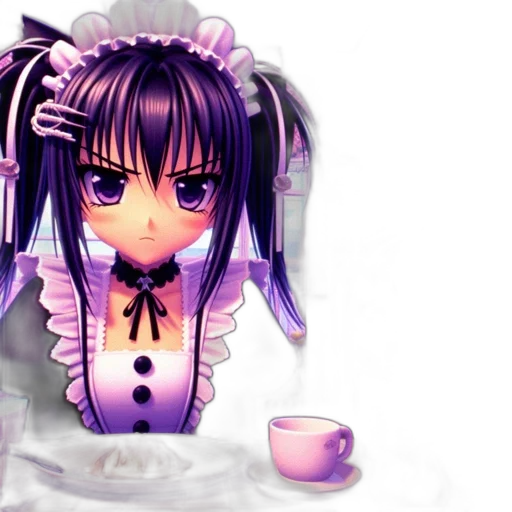 3d render, anime, photorealistic, concept art, animated, woman, purple, eyes transparent PNG cut-out