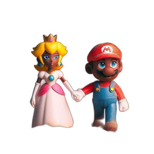 crown, dress, 3d render, concept art, pixel art, two, figurines, stand transparent PNG cut-out