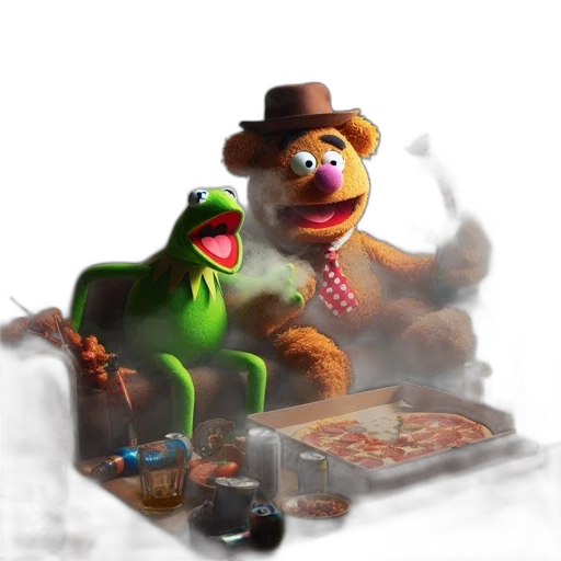 food, animal, concept art, 3d render, photorealistic, comic book art, fire, kermit transparent PNG cut-out