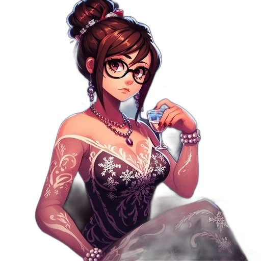 dress, crown, jewelry, fantasy art, pixel art, concept art, cartoon, dark transparent PNG cut-out