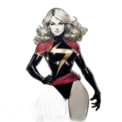 comic book art, concept art, cartoon, fantasy art, illustration, female, superhero, black transparent PNG cut-out