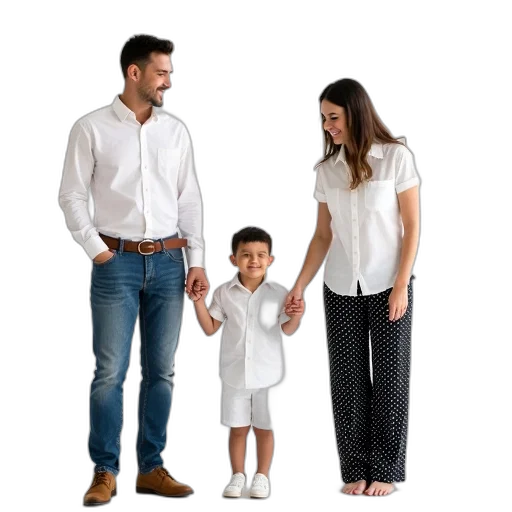 dress, staff, monochrome, family, three, consisting, man, woman transparent PNG cut-out