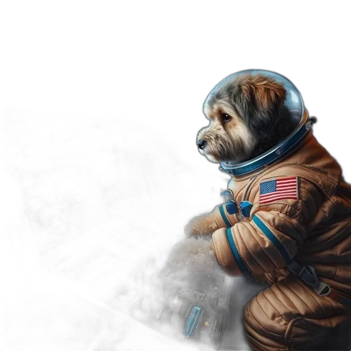 animal, jacket, concept art, photorealistic, comic book art, fantasy art, outer space, anthropomorphized transparent PNG cut-out