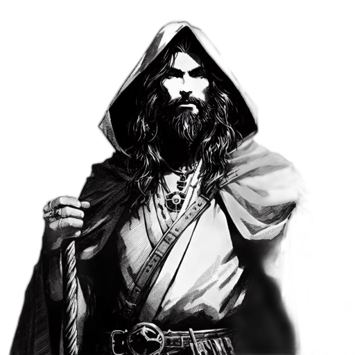 sword, staff, jacket, fantasy art, concept art, comic book art, pixel art, enigmatic transparent PNG cut-out