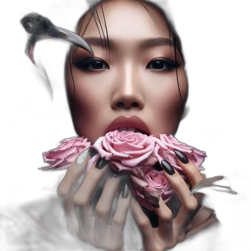 face, flower, mask, jewelry, photorealistic, fantasy art, concept art, oil painting transparent PNG cut-out
