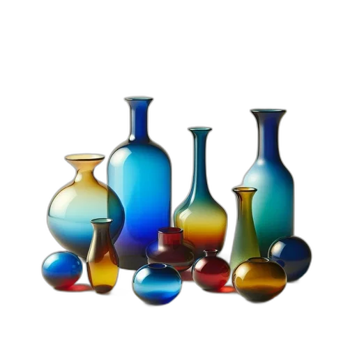 bottle, jewelry, 3d render, photorealistic, oil painting, blue, colorful, array transparent PNG cut-out