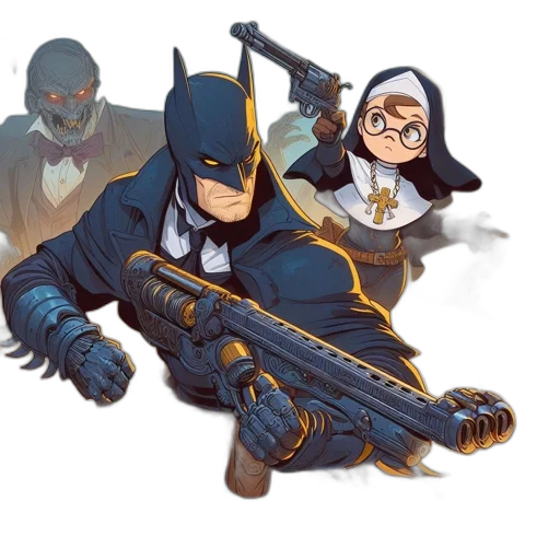 weapon, comic book art, concept art, cartoon, pixel art, two, individuals, muscular transparent PNG cut-out