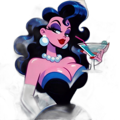 jewelry, crown, cartoon, vaporwave, concept art, comic book art, neon lights, woman transparent PNG cut-out