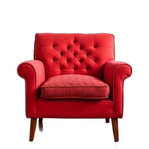 furniture, crown, dress, jacket, 3d render, photorealistic, red, armchair transparent PNG cut-out
