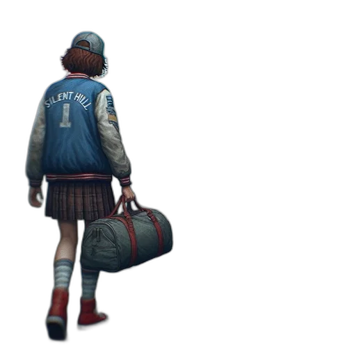 jacket, hat, weapon, robot, concept art, 3d render, pixel art, cyberpunk transparent PNG cut-out