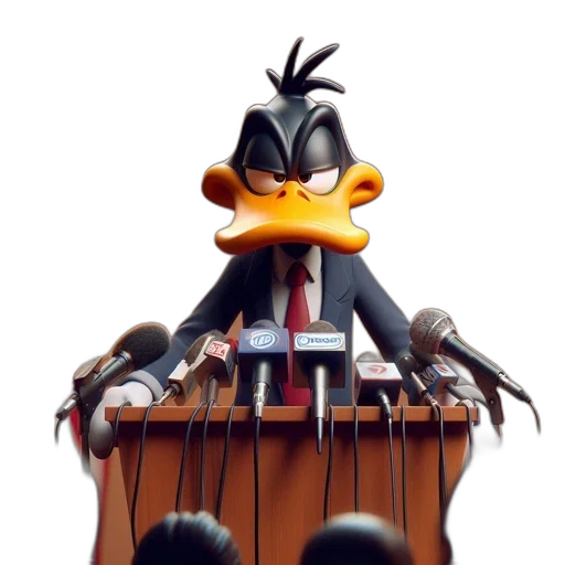 staff, concept art, 3d render, cartoon, anthropomorphic, duck, formal, suit transparent PNG cut-out