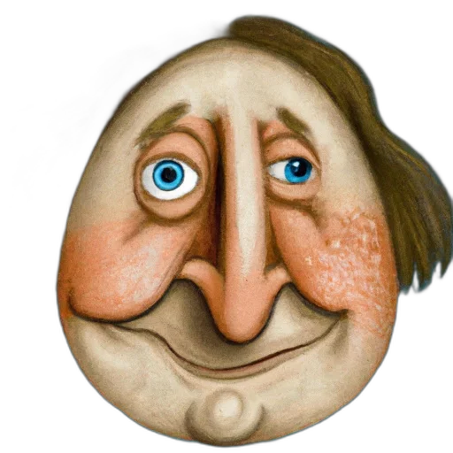 face, mask, staff, photorealistic, cartoon, 3d render, concept art, expressive transparent PNG cut-out