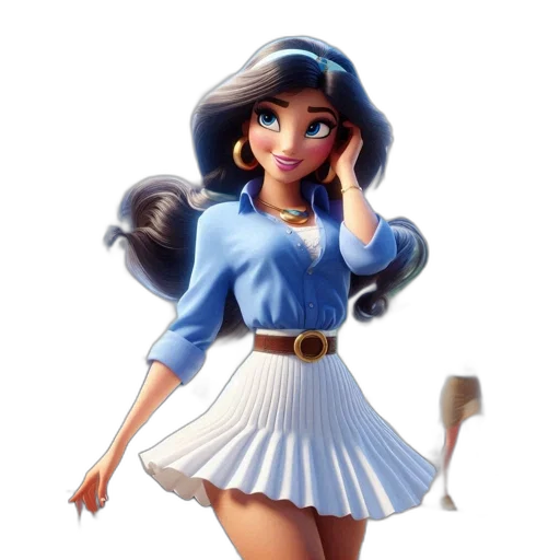dress, staff, robot, concept art, 3d render, fantasy art, cartoon, blue transparent PNG cut-out