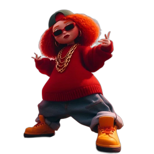 jacket, animal, hat, 3d render, concept art, animated, character, vibrant transparent PNG cut-out