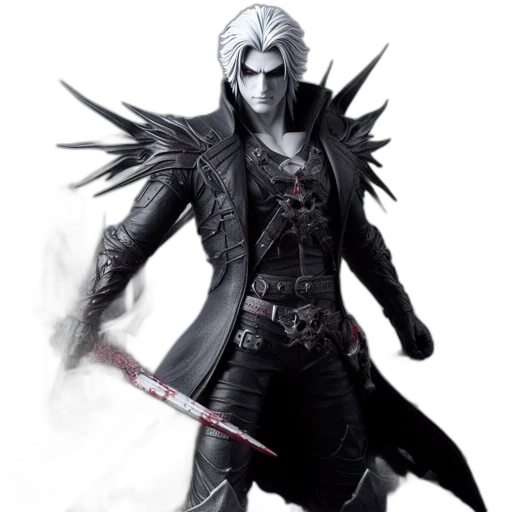 sword, weapon, concept art, fantasy art, 3d render, pixel art, monochrome, dark transparent PNG cut-out