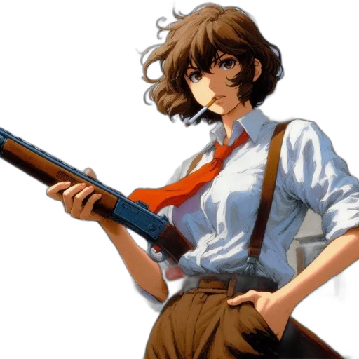 weapon, staff, sword, jacket, anime, concept art, pixel art, photorealistic transparent PNG cut-out