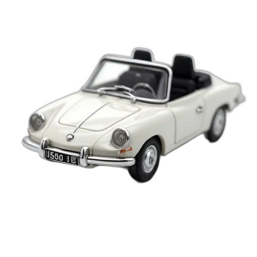 car, 3d render, white, toy, black, roof, seats, displayed transparent PNG cut-out