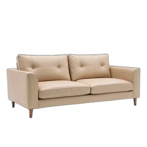 furniture, weapon, 3d render, earth tones, beige, leather, sofa, tufted transparent PNG cut-out
