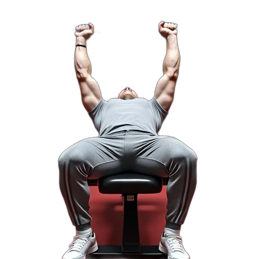furniture, man, performing, bench, press, exercise, gym, lifting transparent PNG cut-out