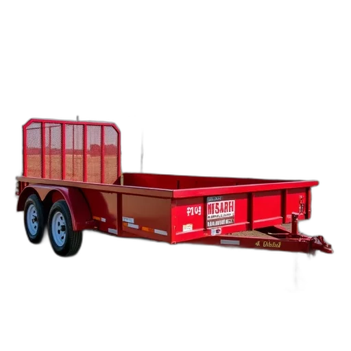 furniture, 3d render, red, utility, trailer, wooden, floor, parked transparent PNG cut-out