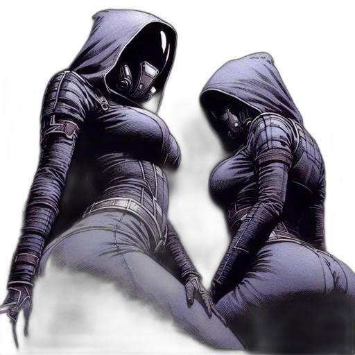 mask, dress, jacket, creature, concept art, fantasy art, comic book art, cyberpunk transparent PNG cut-out