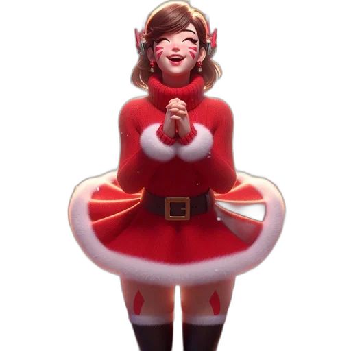 3d render, concept art, photorealistic, cartoon, animated, figure, donning, santa transparent PNG cut-out