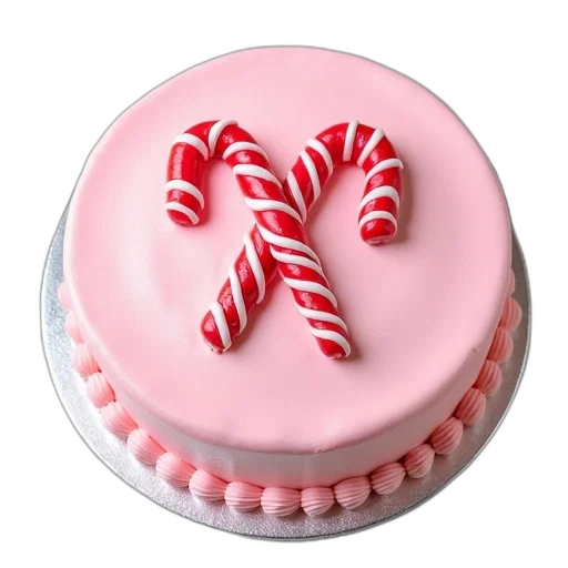food, 3d render, pink, frosted, cake, red, candy, cane transparent PNG cut-out
